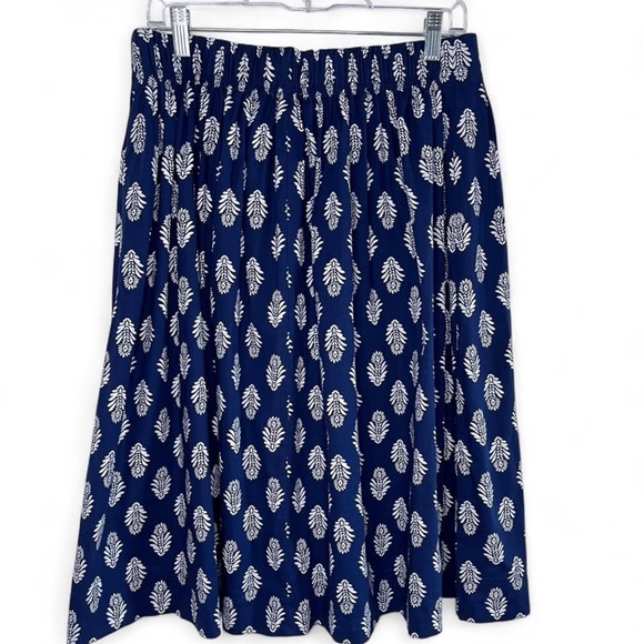 J Crew Womens Navy Printed Button-Front detail Pleated Midi Skirt - Picture 5 of 8